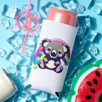 Cute Koala Bear and Rainbow Personalized Seltzer Can Cooler