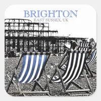 Deckchairs on Brighton Beach, (UK) Sticker