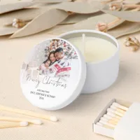 Merry Christmas Script Family Photo Overlay  Mini Candle Favors