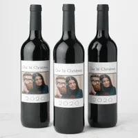 1st Christmas couple photo  newly weds Wine Label
