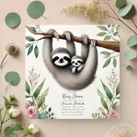 Rustic Sloth Baby Shower Invitation