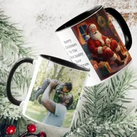 Daddy And Daughter Photo Santa Sitting By The Fire Mug