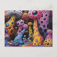 Colorful Weird Creatures Abstract Postcard