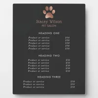 Faux Rose Gold Foil Paw Print Logo And Charcoal Plaque