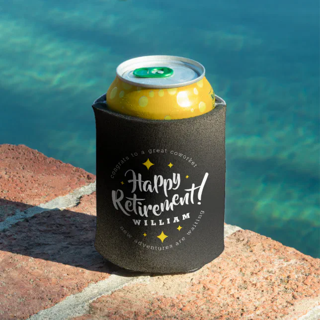 Fun Gold Glitter Stars Retirement New Adventures Can Cooler