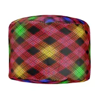 Gingham Check Multicolored Cotton Round Pouf