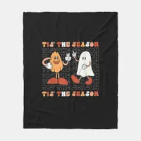 Tis The Season Pumpkin Boo 70s Halloween Costume Fleece Blanket