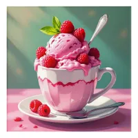 Raspberry Ice Cream in a Pink Coffee Cup Acrylic Print