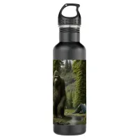 Huge Bigfoot sitting in the Woods next to a Tent Stainless Steel Water Bottle