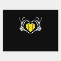 Softball Heart Skeleton Hand Halloween Costume Fun Sign