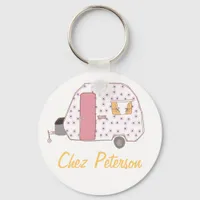 Personalized Retro Art Caravan Owner's Keychains