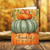 Thankful for You Autumn Pumpkin Stack Thanksgiving Card