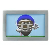 Funny Cartoon Football in a Helmet Rectangular Belt Buckle