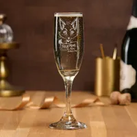 Foxy Mom Happy Mothers Day Cute Fox Etched Champagne Flute