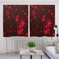 Deep Red and Bright Snowflakes Winter Holiday Blackout Curtains