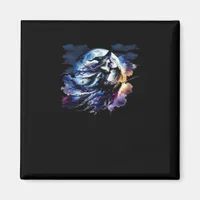Whimsigoth Witch Flying Over Full Moon Women Kids  Magnet