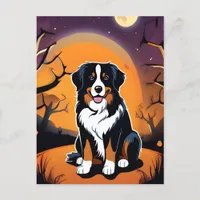 Bernese Mountain Dog Purple Orange Halloween Postcard