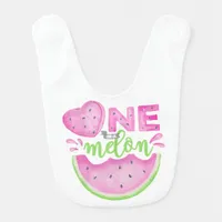 One in a Melon 1st Birthday Watermelon Baby Bib