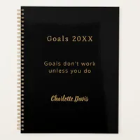 Black gold motivational quote goals planner