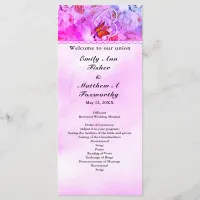 Heart Pearls Pink Floral Butterfly Wedding Program