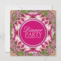 Geometry Pink Lilys Garden Dinner Party Invitation