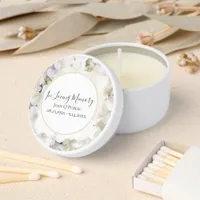 White Hydrangea Flower Watercolor Funeral Memorial Mini Candle Favors