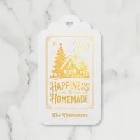 Happiness Is Homemade Christmas Holiday Foil Gift Tags
