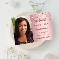 Birthday blush pink photo save the date