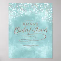 Watercolor Snowdrops Bridal Shower Teal ID726 Poster