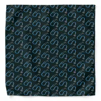 Doctor's Stethoscope Pattern on Dark Teal Blue Bandana