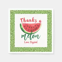 One in a Melon Glitter Watermelon First Birthday Napkins