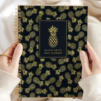 Navy Blue and Gold Pineapple | Personalized Planner