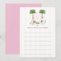 Palm Springs Flamingo Monogram Bachelorette Advice Card