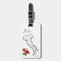 *~* Italy Map Italia Italian Language Roses Luggage Tag