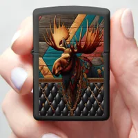 Bold Wildlife Rainbow Moose Leather Art Zippo Lighter