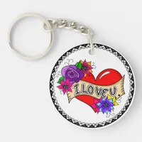 I Love You | Tattoo Heart Art Personalized   Keychain