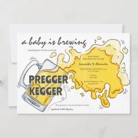 Pregger Kegger Watercolor Beer Co-ED Baby Shower Invitation