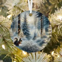 Squirrel Magical Enchanted Christmas Forest  Metal Ornament