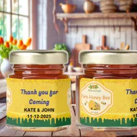 Green Yellow Honey Bee Customizable Text Label  Honey Jar Favors