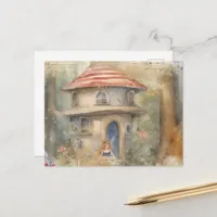 Watercolor Fairy at her house Postcard