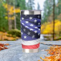 American Flag in the Wind Waving Banner Insulated Tumbler