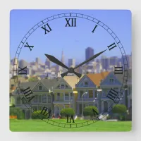 Painted Ladies in San Francisco (Tilt & Shift) Square Wall Clock