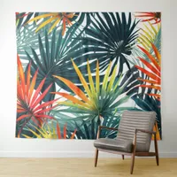 Tropical Palm Leaves Colorful Leaf Print Nature Tapestry