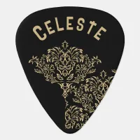 Monogrammed Gold Pattern on Black | Guitar Pick