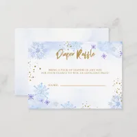 Blue Gold Snowflakes Baby Shower Diaper Raffle Enclosure Card