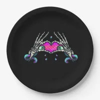In Death - Skeleton Heart Hands Paper Plates