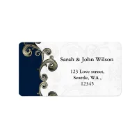 "navy blue" return address label