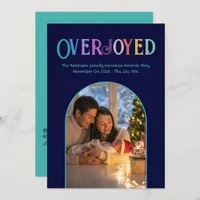 Overjoyed Christmas Baby Birth Announcement Photo