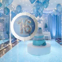 Glam Blue Glitter Sweet 16 Birthday Party Balloon