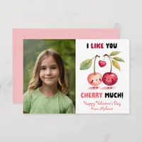 I Like You Cherry Much Classroom Photo Valentine  Note Card